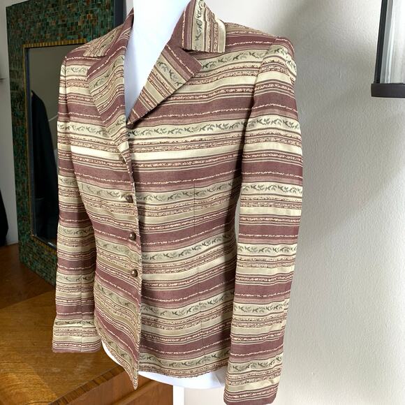 Vintage Kasper 6P Brocade Jaquard Blazer Jacket Career Fall Colors Thanksgiving - Picture 2 of 11
